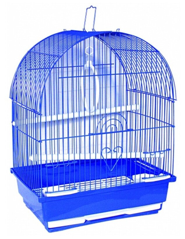 Клетка для птиц №1 овальная, укомплектованная синяя, 30*23*39 см