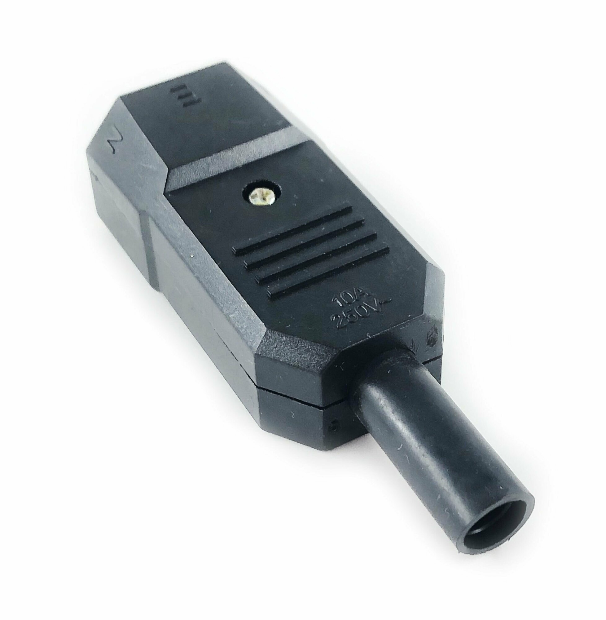 Вилка сетевая штекер "3 PIN" пластик на кабель 250V 10 A.