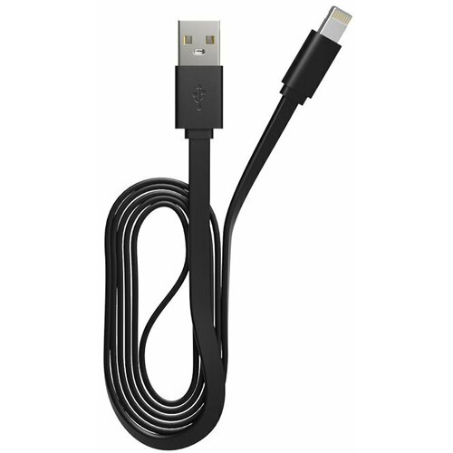 Кабель Maxvi (MC-03F) Apple 8-pin, 1 м, 2A, плоский, черный кабель maxvi usb lightning mc 03f 1 м черный