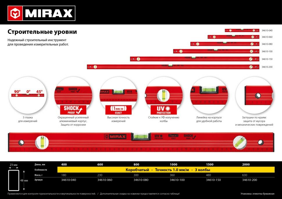 MIRAX 800 мм уровень строительный ( 34610-080 )