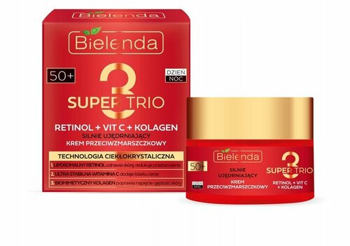 BIELENDA SUPER TRIO RETINOL+VIT C+KOLAGEN Сильноукрепляющий крем против морщин 50+ день/ночь 50мл