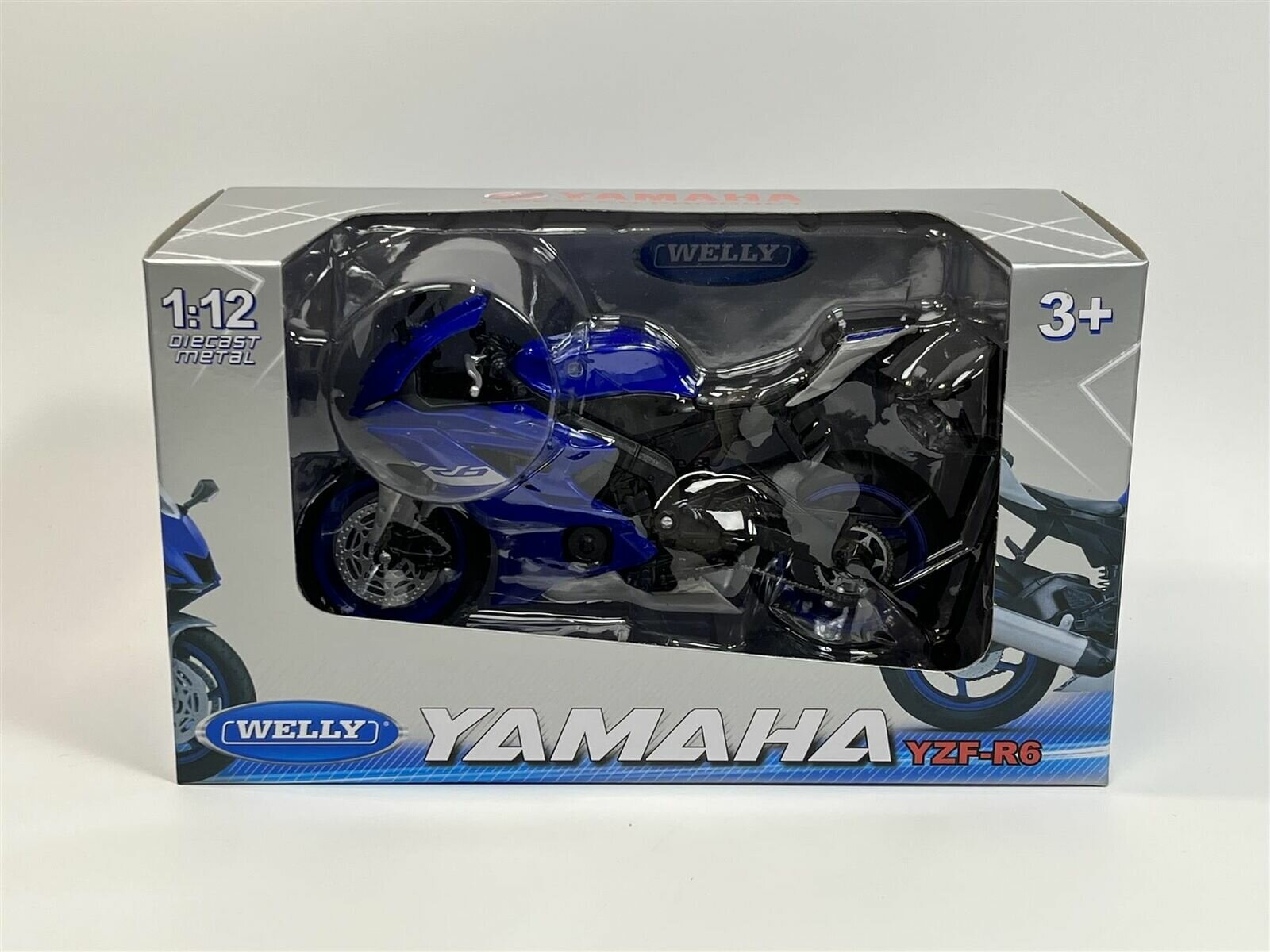 Мотоцикл Welly 1:12 Yamaha YZF-R6 синий - фото №1