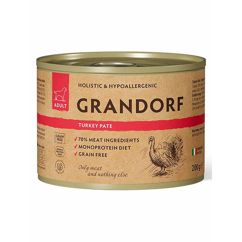 GRANDORF Adult Turkey Корм влаж. паштет из индейки д/собак конс.200г