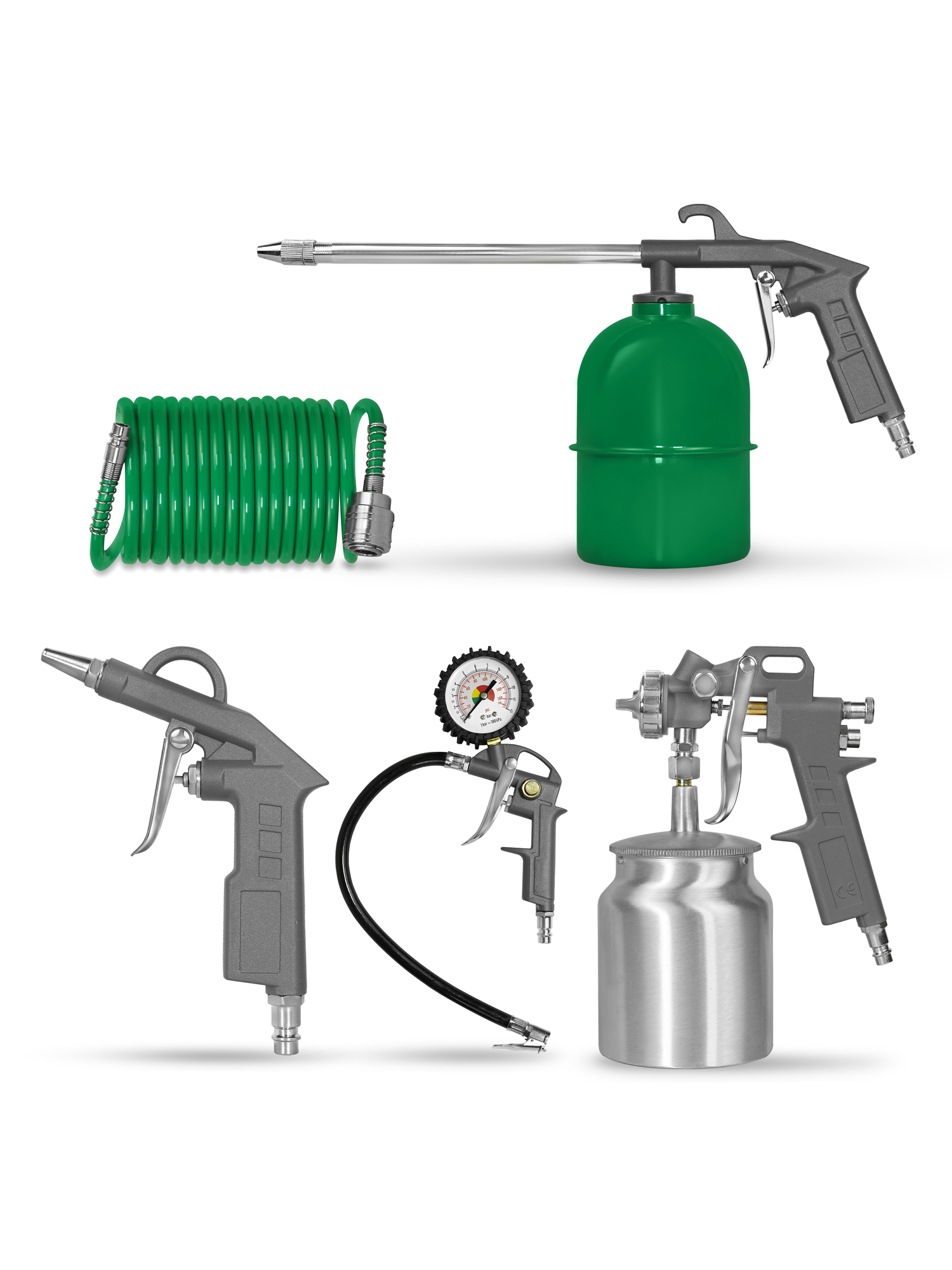 Набор пневмоинструментов Electrolite НП-5Н ( краскопульт продувка пистолет подкачки шланг 5 м мавильница)