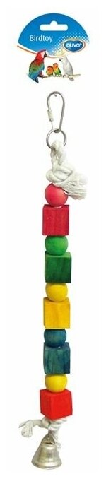 Игрушка для птиц DUVO+ "Подвеска хлопковая с кубиками и шарами", разноцветная, 35см (Бельгия) - фотография № 2