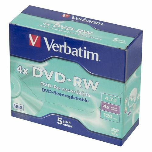 Оптический диск DVD-RW Verbatim 4.7ГБ 4x, 5шт, jewel case [43285]