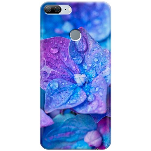 фото Ультратонкий силиконовый чехол-накладка для honor 9 lite с принтом "голубой цветочек" gosso