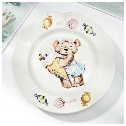 фото Кубаньфарфор тарелка мелкая «медвежата», d=17,5 см