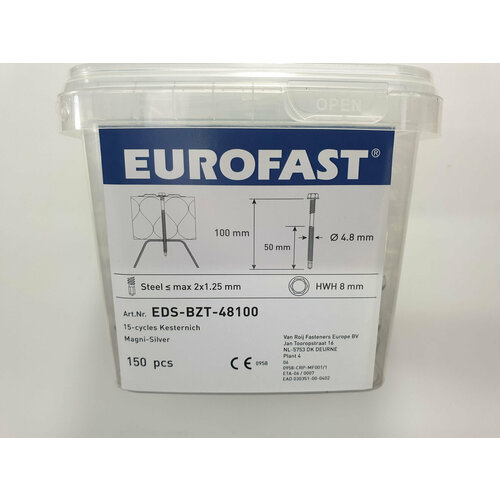 Саморез для сэндвич панелей SW8 4.8x100 (150 pcs) EUROFAST, Германия