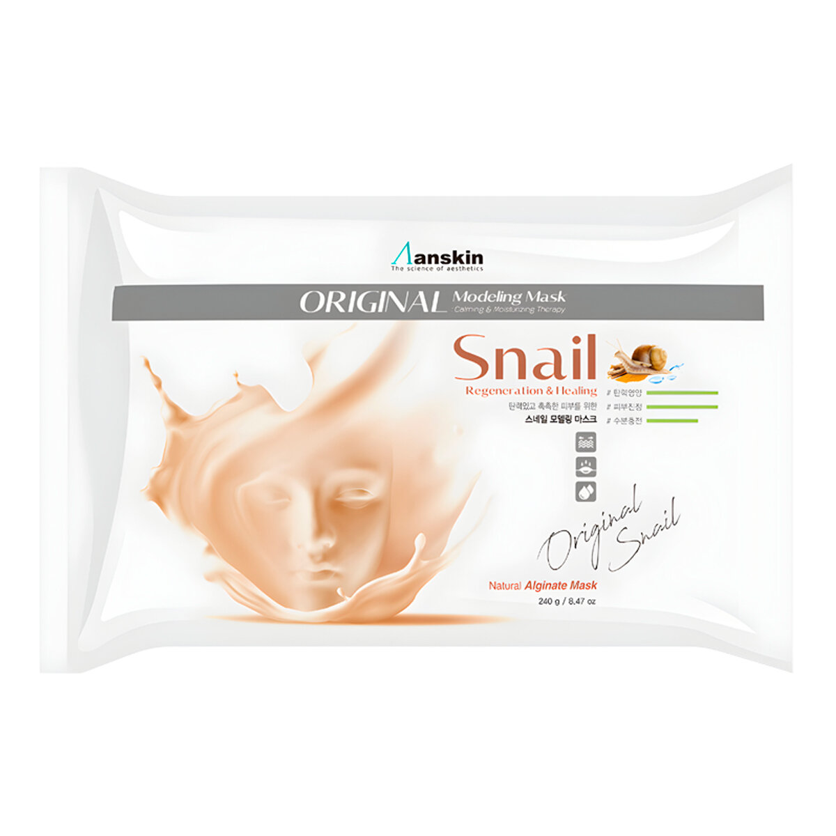 Альгинатная маска с муцином улитки Anskin Snail Modeling Mask Refil 240 г