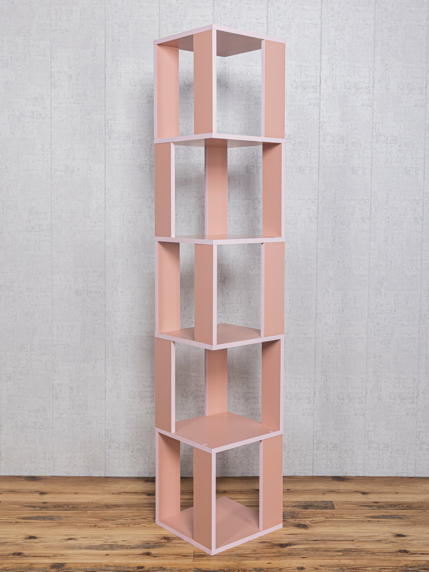 Стеллаж деревянный напольный высокий розовый для игрушек