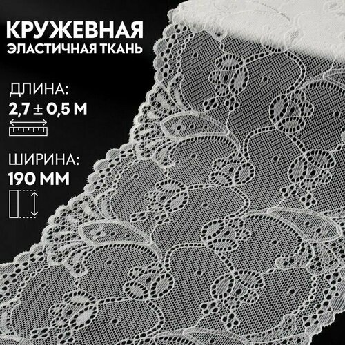 Кружевная эластичная ткань 19см*3+/-0,5ярд белый АУ