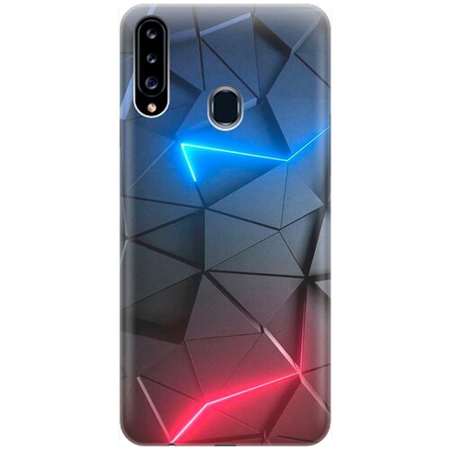 фото Ультратонкий силиконовый чехол-накладка для samsung galaxy a20s с принтом "графитовые грани" gosso