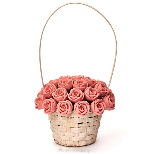 33 шоколадные розы CHOCO STORY в корзинке - Розовый микс из Бельгийского шоколада, 396 гр. K33-R