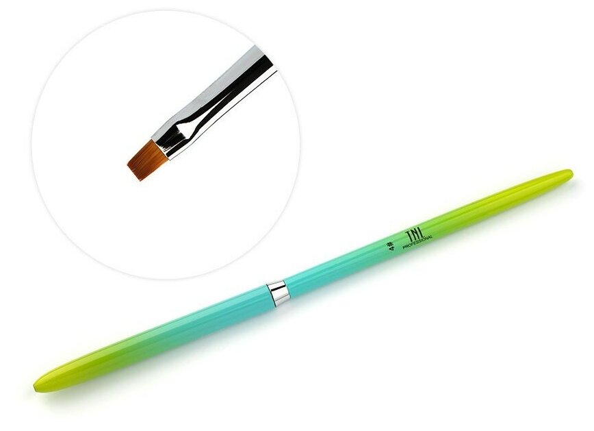 фото TNL PROFESSIONAL Tnl, кисть для геля "Омбре" квадратная №4 (салатово-бирюзовая)