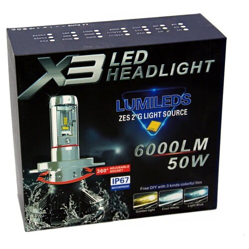 Светодиодная лампа X3 LED Headlight - цоколь H1