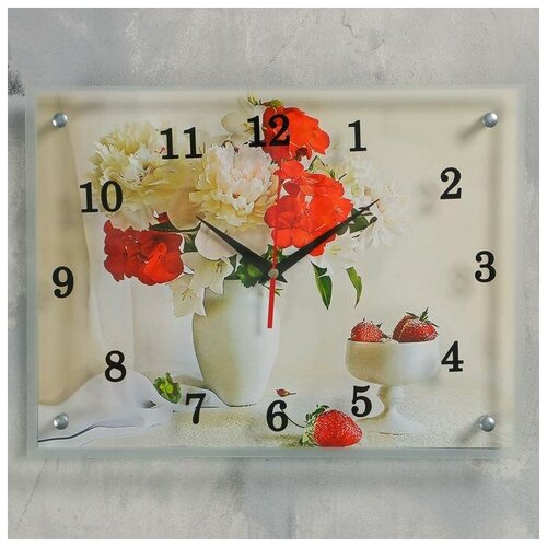 фото Часы настенные, серия: цветы, "цветы в вазе", 30х40 см, микс mikimarket