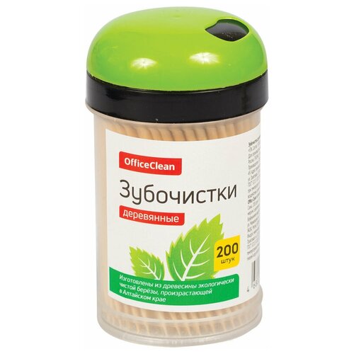 OfficeClean Зубочистки деревянные в баночке 200 шт 90₽