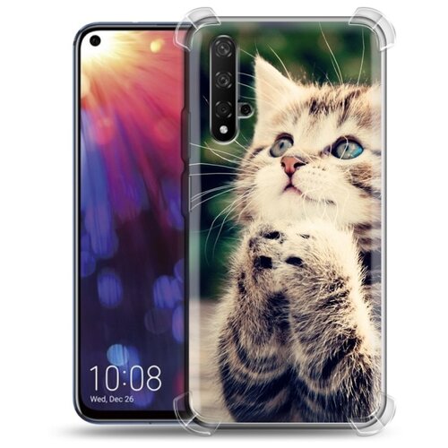 фото Дизайнерский силиконовый с усиленными углами чехол для huawei honor 20 котята 100gadgets