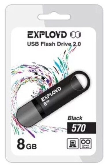 USB Flash Drive 8Gb - Exployd 570 EX-8GB-570-Black