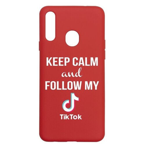 фото Чехол-накладка krutoff silicone case tiktok для samsung galaxy a20s (a207) красный krutoff group