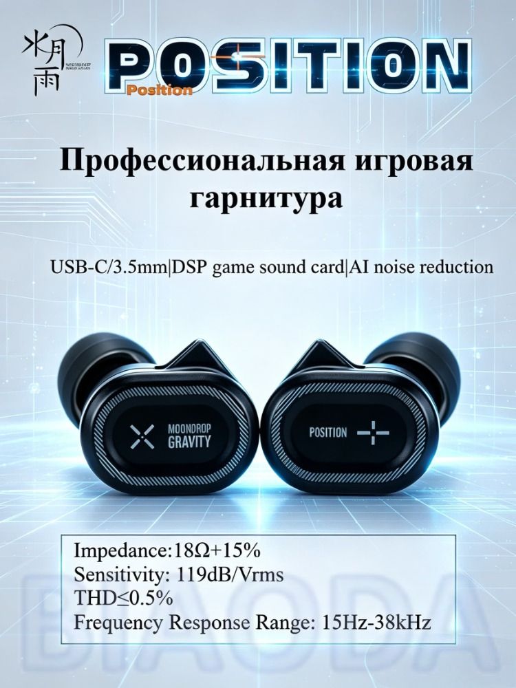 Moondrop position Игровая гарнитура HiFi с проводным шумоподавлением и технологией AI type-c/3.5mm