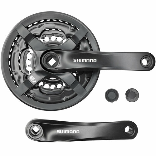 Система шатунов Shimano FC-TY501, шатун 170 мм, под квадрат, звезды 42/34/24, с защитой, черный