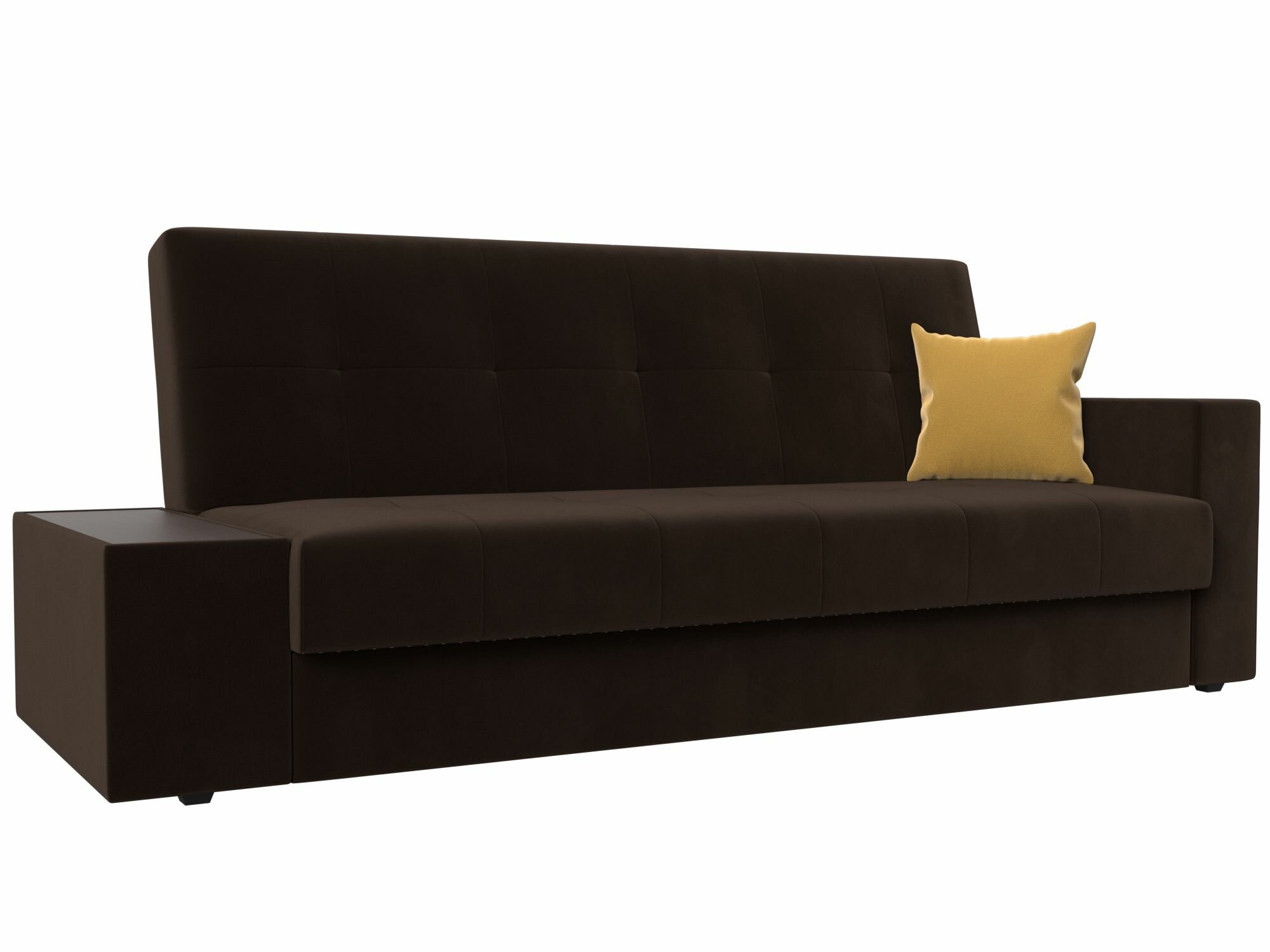 фото Диван-книжка Лига Диванов Лига-020 стол слева Коричневый/Коричневый/Желтый (микровельвет)