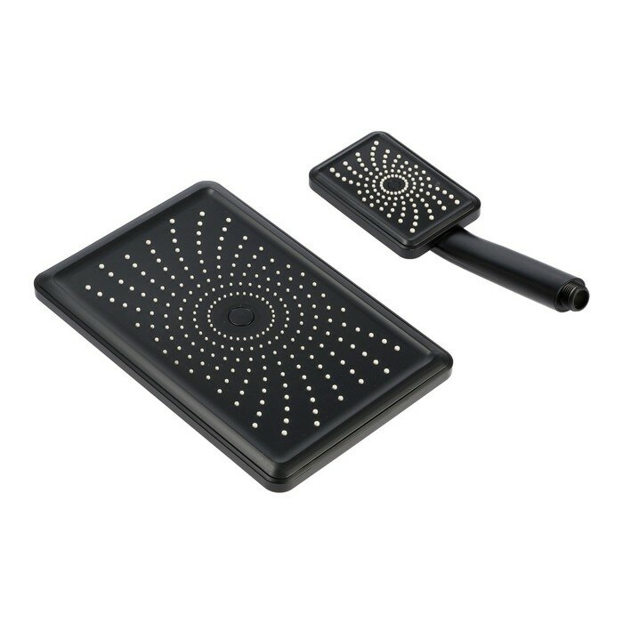 фото Набор леек для душа ZEIN Z3554, верхняя на шарнире, прямоугольные, чёрные