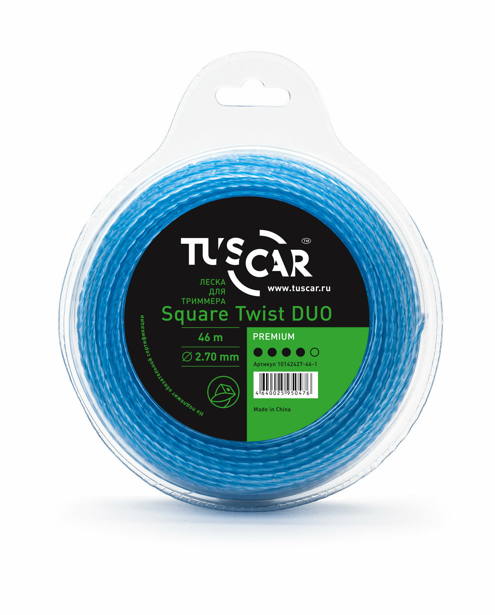 Леска для триммера TUSCAR Square Twist DUO Premium, 2.70мм* 46м