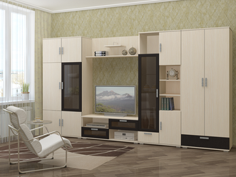 Стенка Кристи Дуб Молочный для книг для одежды для посуды 370*200*52 Мегамебель