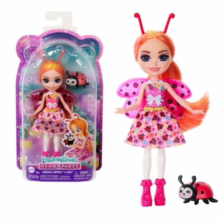 Кукла Mattel Enchantimals Гламурная вечеринка Божья коровка Ладонна с питомцем HNT57/FNH22