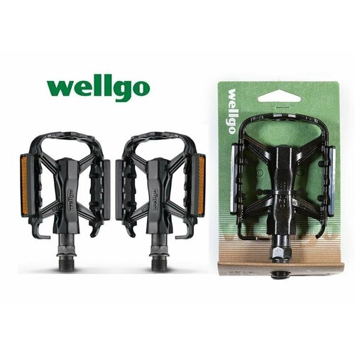 Педали Wellgo MTB алюминиевые, 103x66x25мм, резьба 9/16, полимерные подшипники, черные