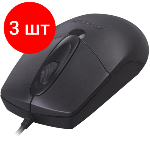 Комплект 3 штук Мышь компьютерная A4Tech OP-720 PS2 BLACK оптическая 1000dpi3but 305700₽
