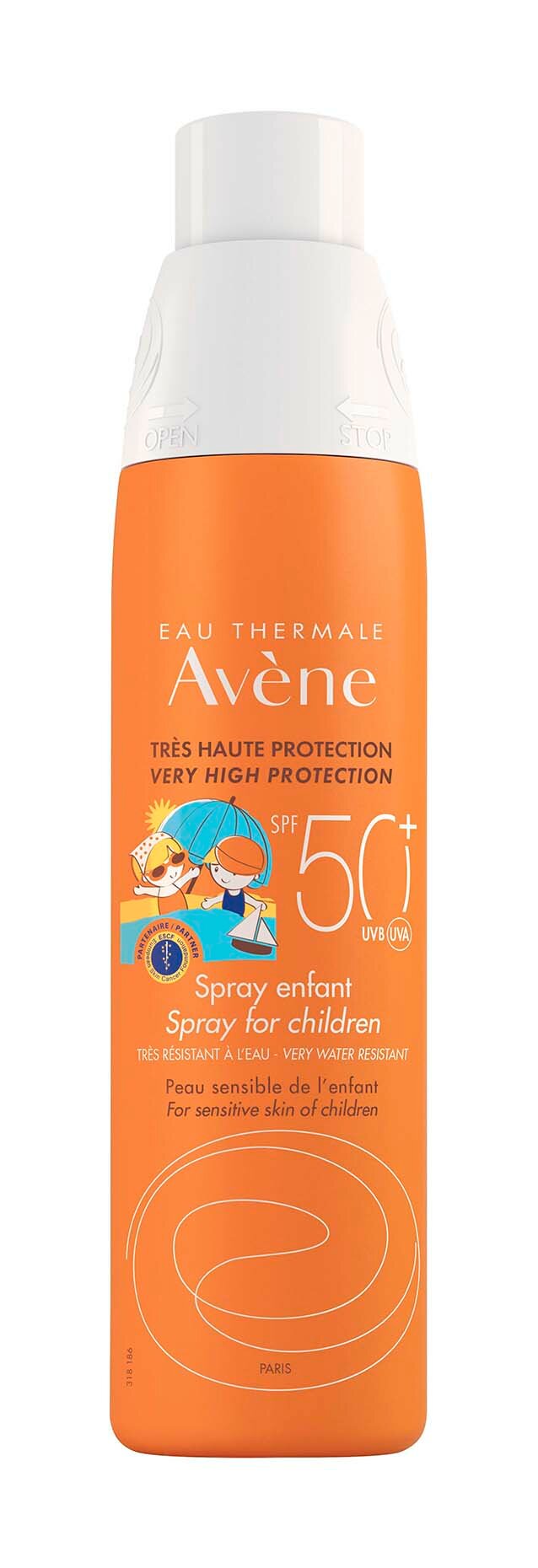 AVENE Детский спрей для чувствительной кожи лица солнцезащитный SPF 50+, 200 мл