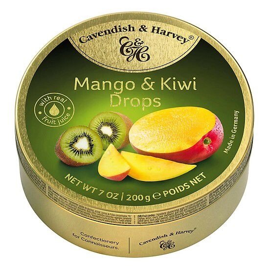 Конфеты леденцы Cavendish & Harvey mango & kiwi drops Манго с киви 200 г (из Финляндии)