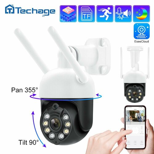 Techage Wifi IP-камера 3MP Двухсторонняя видеокамера Беспроводная камера безопасности HD 1080P Полноцветный P2P 4999₽