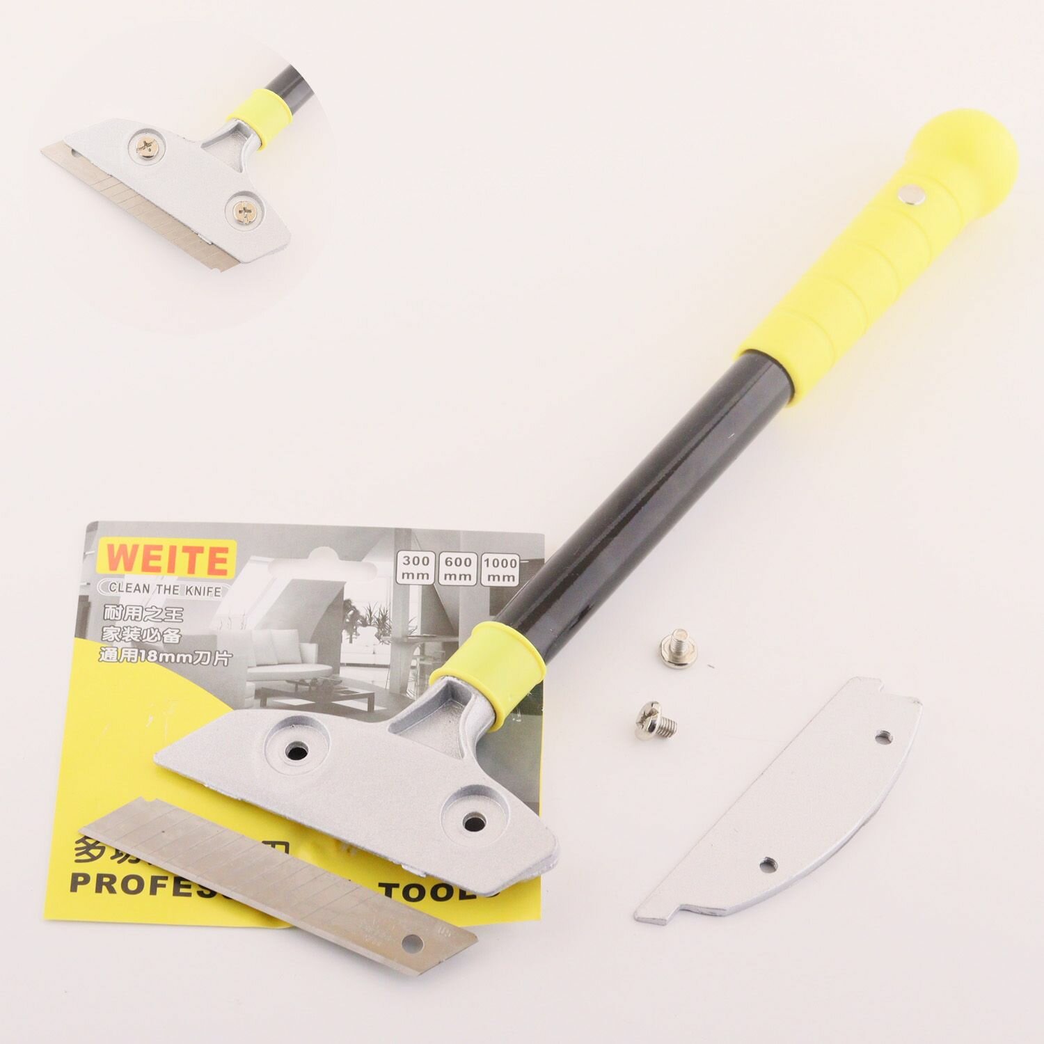 фото Шпатель-скребок с фиксированным лезвием универсальный (300/600/1000mm) "WEITE"