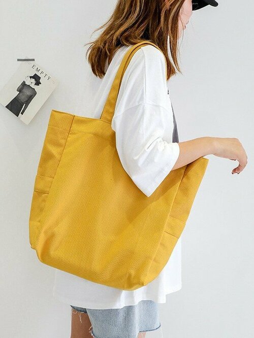 Сумка шоппер  Shopper_yellow, фактура гладкая, горчичный, желтый