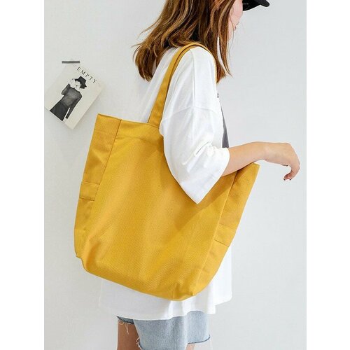 фото Сумка шоппер shopper_yellow, фактура гладкая, горчичный, желтый