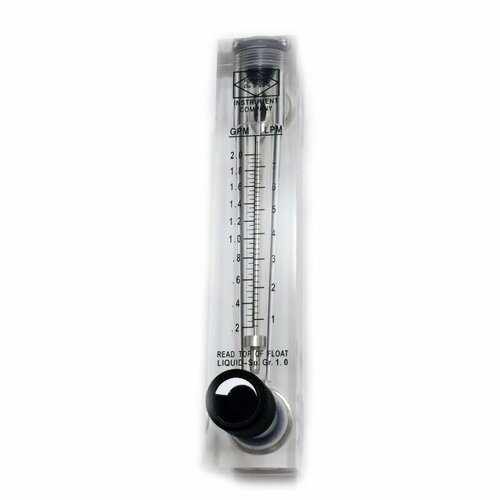 Ротаметр+Игольчатый клапан с нержавеющими резьбами (измеритель потока воды или флоуметр) панельный LZM-15 02 шкала 0,1-2 GPM или 0,5-7 л/мин. Для измерения и регулировки потока до 420 литров в час.