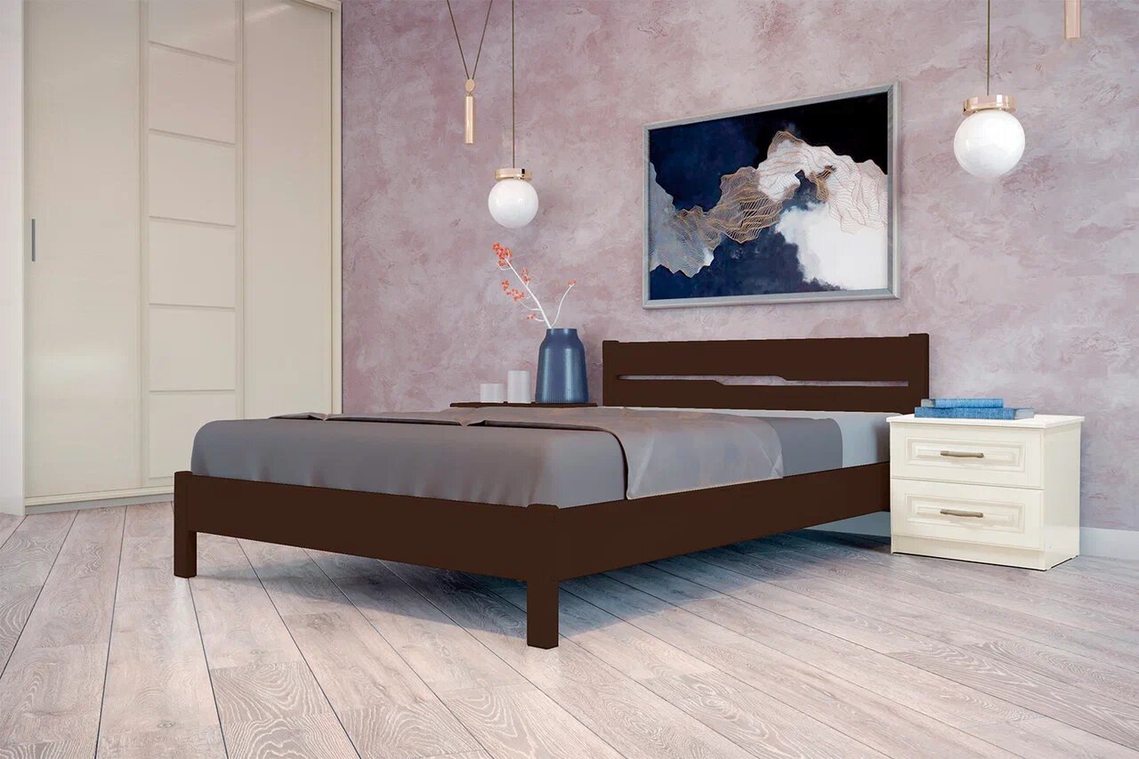 Кровать деревянная "Вероника-5" цвет Орех (140х200 см).