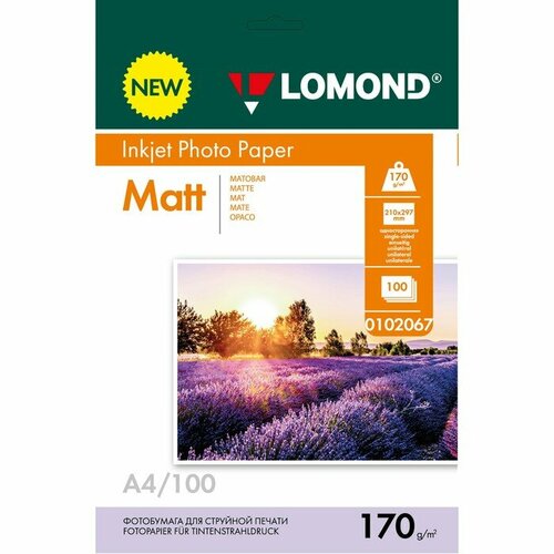 Фотобумага для струйной печати А4 100 листов LOMOND 170 гм2 односторонняя матовая 1619₽
