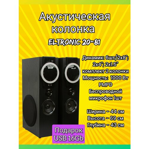 Акустическая система ELTRONIC 20-81 HOME SOUND 2 колонки черная 20580₽