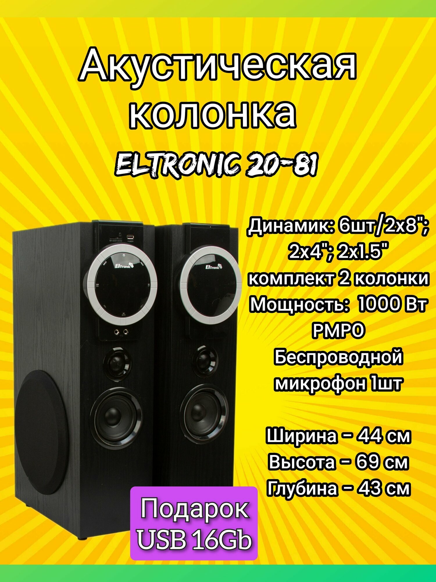 Акустическая система ELTRONIC 20-81 HOME SOUND (2 колонки) черная