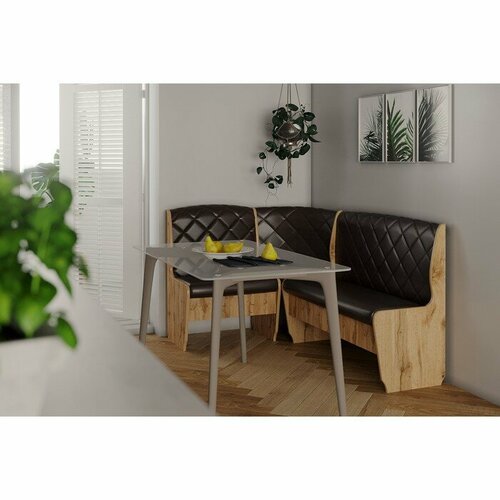 Кухонный уголок Барон-2 1600х1100х870 стандарт ЛДСП ДУБ вотанКоричневый кожзам 17190₽