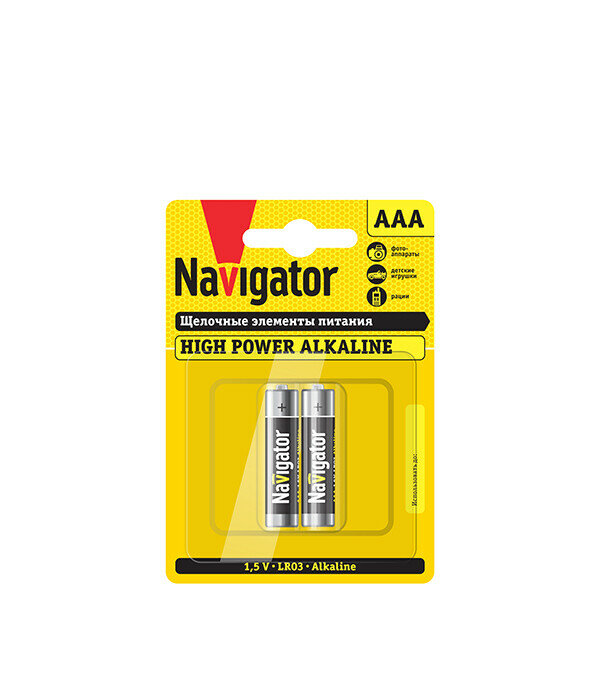 Батарейки Navigator ААА, NBT-NE-LR03-BP2, 2 шт. Navigator (батарейки) - фото №2