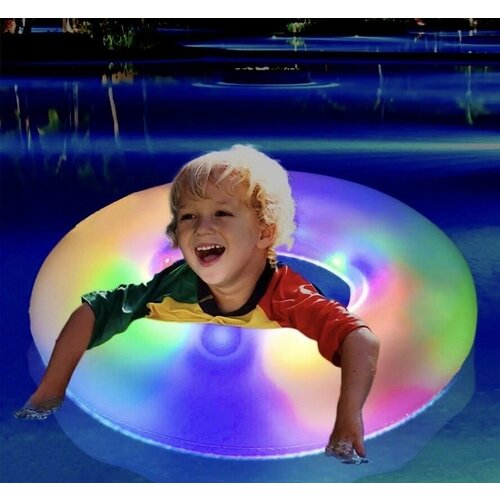 Плавательный круг светящийся детское плавательное кольцо надувное флуоресцентное двухслойное плавательное кольцо с кристаллами утолщенное двойная подушка безопасно