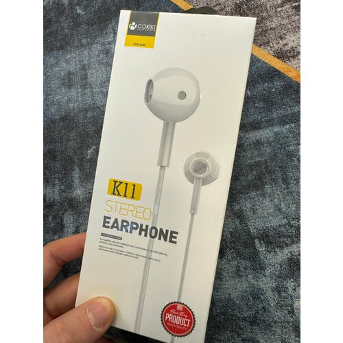 Проводные наушники капельки с микрофоном Cokike K11 116 Дцб 130см 32 Ом разъем 35мм для старых телефонов магнитолы радио MP3-плеера VR-о 588₽