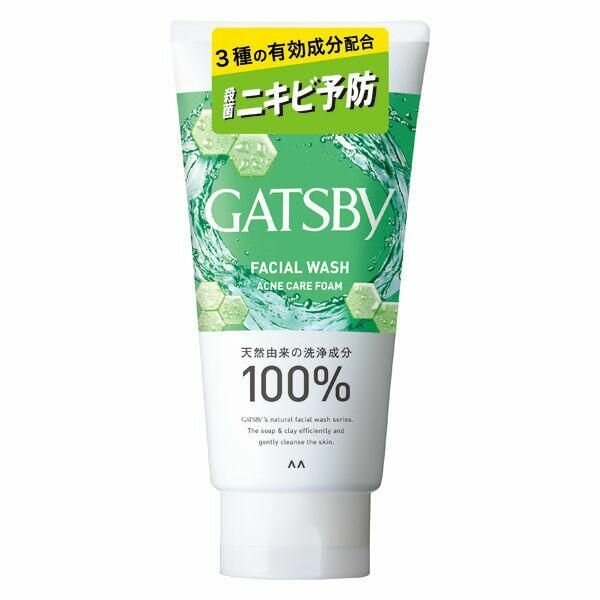 MANDOM Мужская пенка для умывания Gatsby для глубокого очищения жирной и проблемной кожи с освежающим цитрусовым ароматом, 130г